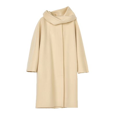 【纯羊毛】LANCY/朗姿2025冬新款双面呢长款外套毛呢大衣女带围巾