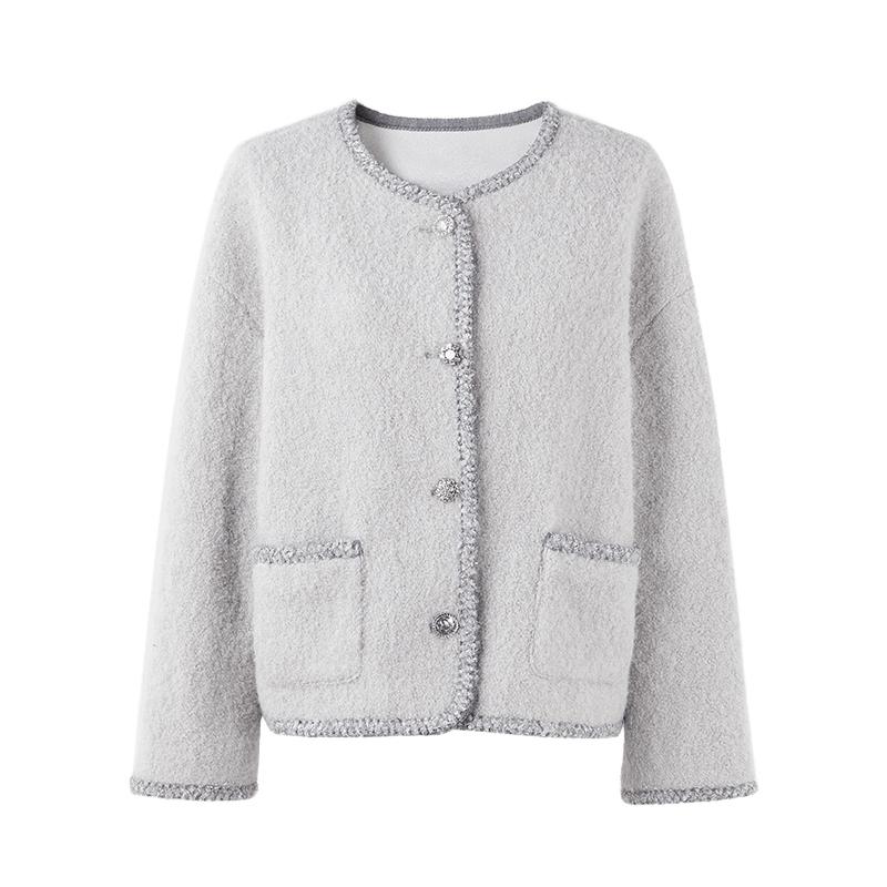 秋水伊人小香风气质绵羊毛外套2025年秋冬新款女装千金风宽松上衣