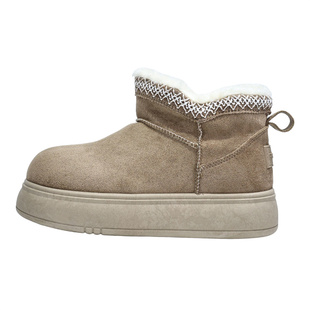 人本雪地靴女款2025冬季新款加绒加厚保暖外穿厚底棉鞋子百搭棉靴