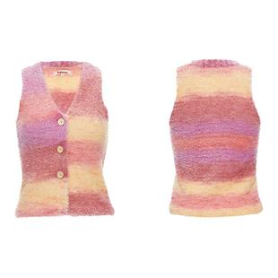 palavas秋冬油画少女系列 许靖韵林允同款日出印象马甲渐变色原创