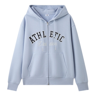 SPAO韩国同款2026年春季新品男女同款复古宽松字母刺绣卫衣外套