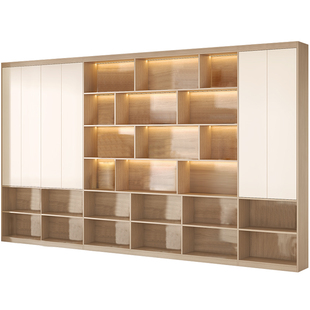 去客厅化书柜满墙整墙到顶大容量家庭图书馆书架书桌一体定制F71