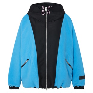 ALL BEINGS26SS新款湖蓝色保暖抓绒廓形拉链连帽立领外套上衣女