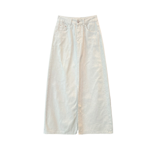 永不过时的经典~！高腰显瘦半身a字牛仔裙百搭女士前开叉中长裙春