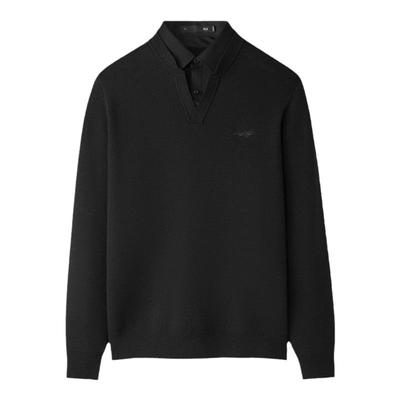 海澜之家衬衫领宽松保暖针织衫