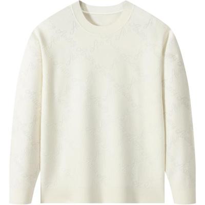 GXG男装 双色字母提花毛衫宽松针织衫男低领打底衫 2024秋季品