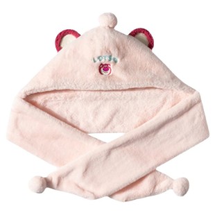 MINISO迪士尼皮克斯毛毛狂欢围巾帽子草莓熊女帽冬可爱保暖两件套