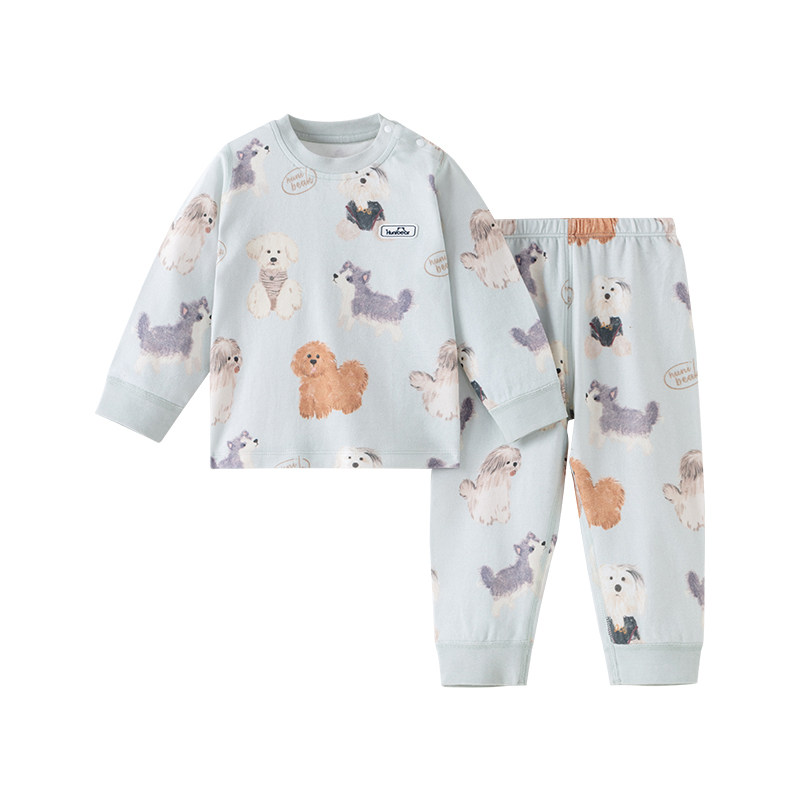 欢喜小熊婴儿分体衣服宝宝秋季纯棉秋衣秋裤儿童内衣套装家居服