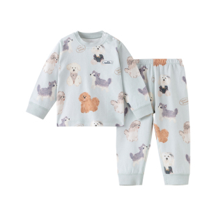 欢喜小熊婴儿纯棉无骨秋衣秋裤儿童春秋抗菌内衣套装宝宝秋季衣服