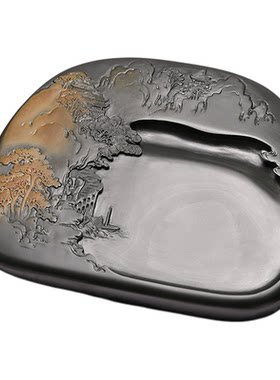 维新 非遗大师许亚祥砚台作品《紫气东来》名师手工制老坑金晕歙砚天然原石安徽高档精品礼物文房四宝送礼
