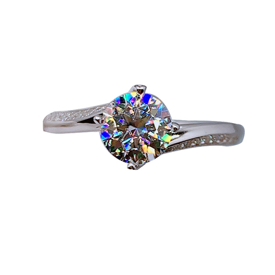 18K白金莫桑石戒指女钻戒不掉色