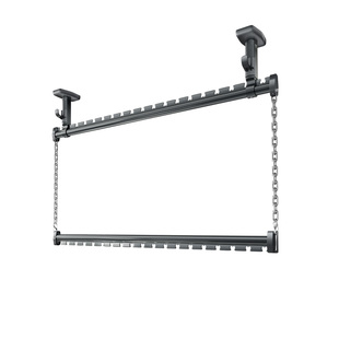 铝合金晾衣杆阳台固定式顶装防风上下双层悬挂式家用加粗晒衣杆叉