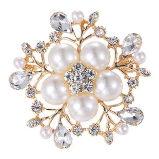 珍珠花朵胸针个性毛衣胸花时尚简约配饰高档西装旗袍别针固定扣针