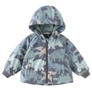 戴维贝拉儿童外套2026冬装女童男童加绒保暖衣服防水运动连帽衫