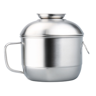 乐悠家304食品级泡面碗带盖学生定制饭碗不锈钢饭盒食堂打饭缸子