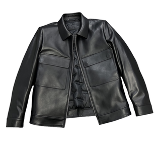 3W+ 進口小羊皮！利落气质男士秋冬休闲皮衣翻领真皮皮衣夹克外套