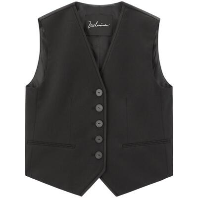 太平鸟女装夏季品质休闲百搭黑色西装马甲女A1BGF241T