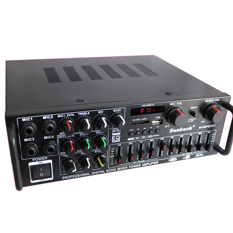 220V/12V功放机 家用卡拉OK功放机 大功率HIFI摇控蓝牙EQ均衡插卡