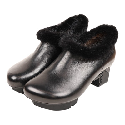 真皮加绒棉鞋女2025新款冬季