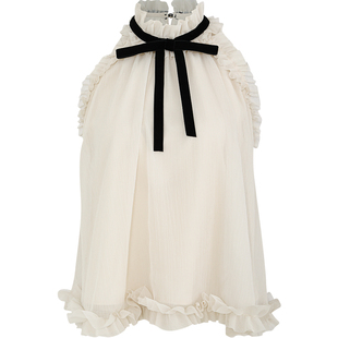 sincethen 法式风白色无袖吊带连衣裙富家千金穿搭挂脖小上衣女夏