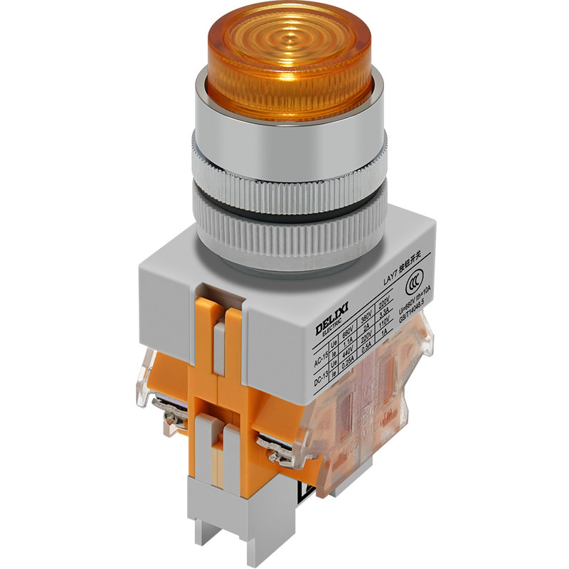 德力西LAY7带灯按钮开关220V