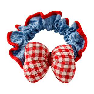 在逃公主女童韩版头绳甜美红边牛仔蝴蝶结小肠发圈儿童发绳高弹