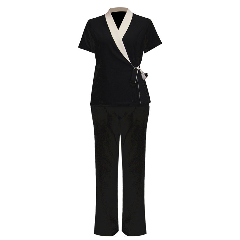 皮肤管理师美容spa工作服黑色短