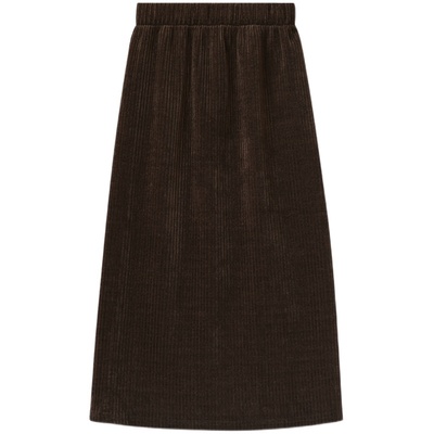 大码半身裙女胖mm中长款灯芯绒直筒裙A加厚黑色高腰开叉a字裙秋冬