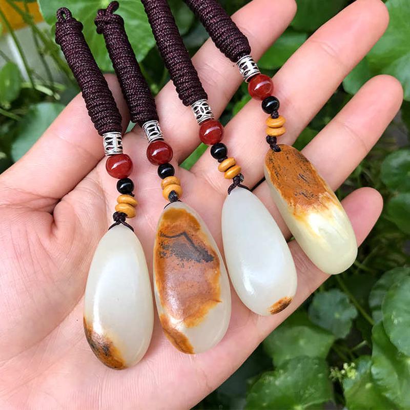 阿富汗白玉原石手把件无洞玉石手玩件男士把玩件羊脂白买一送一