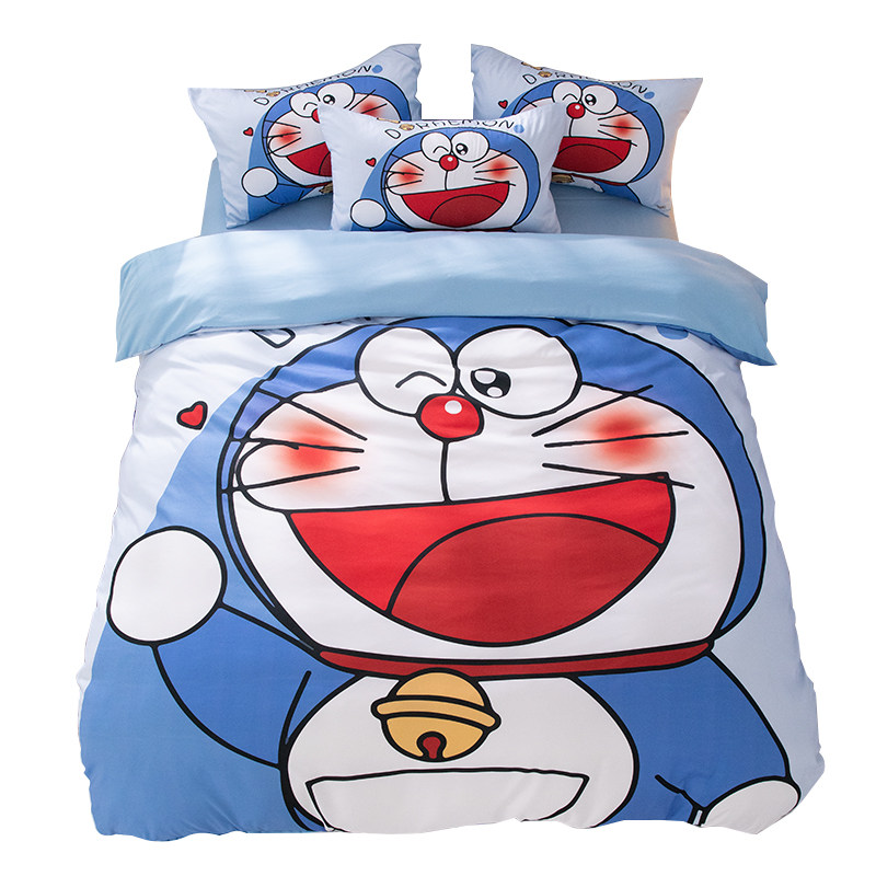 卡通叮当猫儿童床笠款纯棉四件套