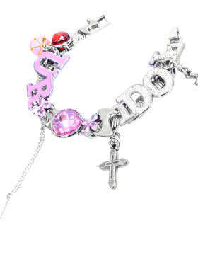 可换字母可拆吊坠定制名字手链