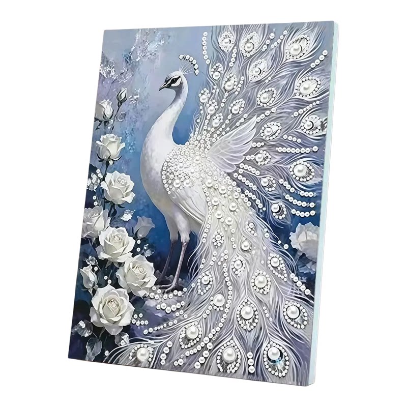 孔雀珍珠花卉DIY钻石画