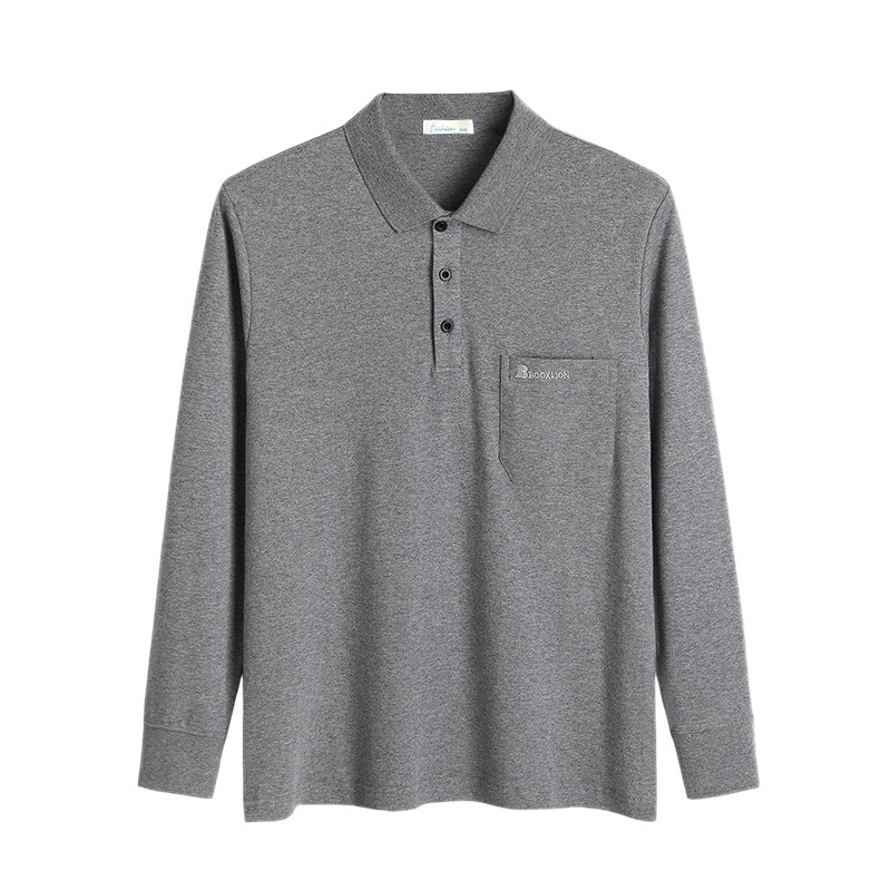 爸爸装纯棉秋装翻领POLO衫上衣服