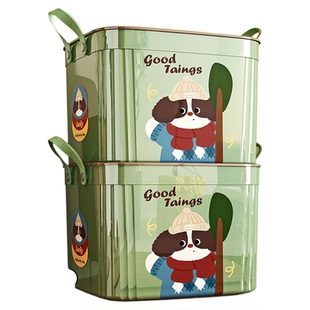 大容量带盖杂物收纳盒多功能桌面整理箱卡通收纳箱子储物箱|芜哀