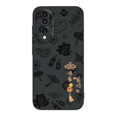 平安喜乐适用荣耀70手机壳honor70华为新款FNE一AN00硅胶保护套7o男女anoo全包防摔FNEAN七十曲面屏七零新年