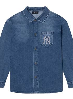 【自营】MLB牛仔外套男女装时尚休闲服学院系列长袖衬衫牛仔夹克