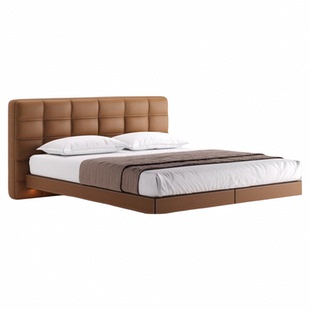 华夫格悬浮床真皮2025新款高端大气主卧室2米x2米2大床意式极简