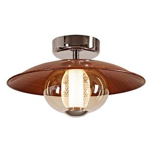 中古风走廊过道吸顶灯复古胡桃木色高级感入户玄关衣帽间阳台灯具