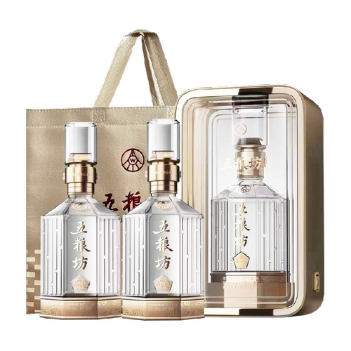 五粮液股份浓香型白酒五粮坊金色经典52度500ml*2瓶礼盒装宴请酒