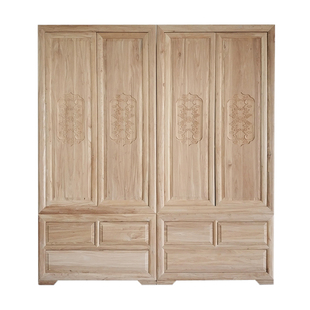 榆木祥云新中式衣柜全实木简约卧室衣橱仿古家具箱柜储物柜箱成人