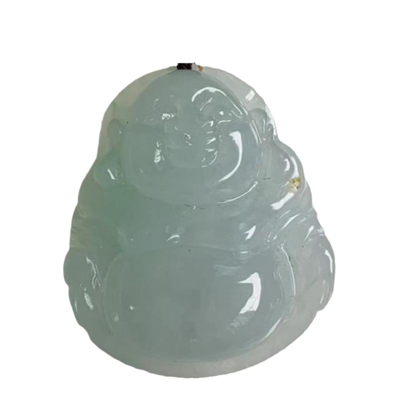 缅甸A货翡翠军绿色花开富贵手牌