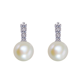 回馈！奥地利进口施家珍珠镶钻通体纯银耳扣ins轻奢高级耳钉