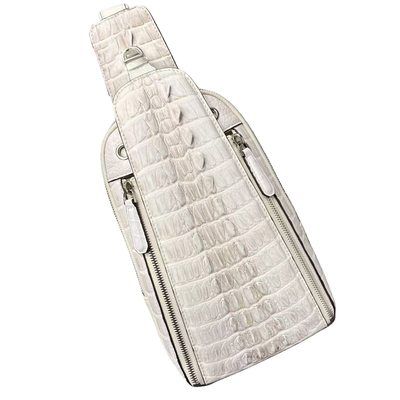 喜马拉雅白半鳄鱼皮拼牛皮男士胸包真皮斜挎小包包夏季年轻人