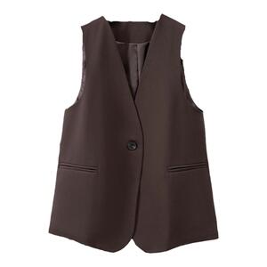 西装马甲女2024秋美拉德叠穿大码背心V领厚坎肩宽松时尚西服马夹