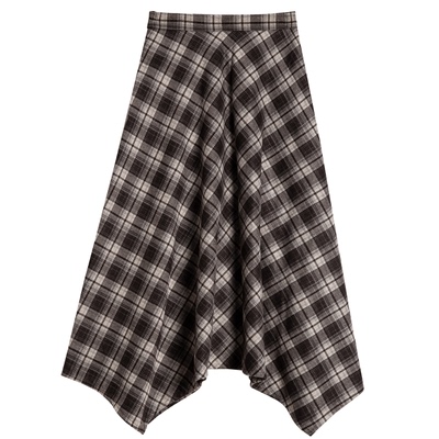 咖色格子半身裙女2025新款