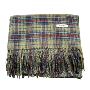 新显白复古绿色格子围巾女秋冬季百搭保暖披肩高级感洋气韩版围脖