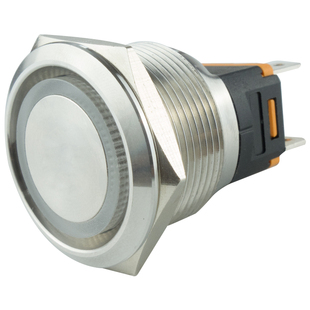 金属环形按钮开关M22/25mm带灯5V12V24V220V16A大电流试验箱开关