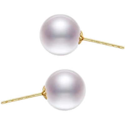 梵宝雅阁诸暨淡水珍珠耳钉女正圆强光18K金耳环气质礼物18k金黄金