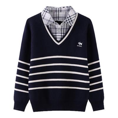 男童毛衣假两件秋冬2025新款