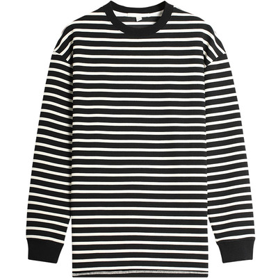 EHE黑白条纹休闲圆领卫衣男